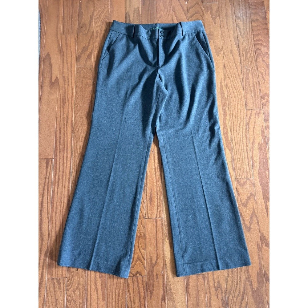 Lauren Ralph Lauren Wide Leg Dress Pants Women's Sz 14 Dark Gray Stretch Career